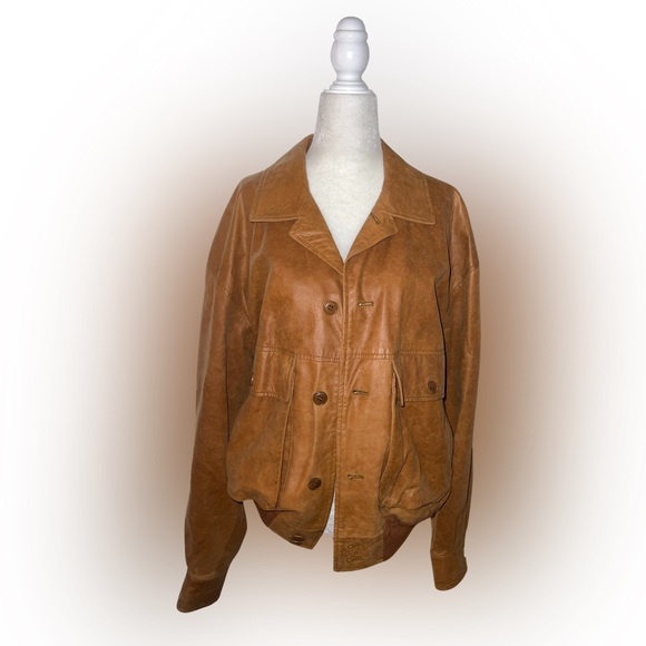 Lamatta Italian rustic leather jacket in desert tan - Picture 1 of 5
